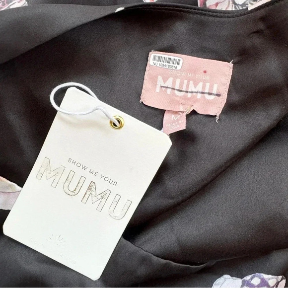 NWT Show Me Your MuMu Kenz Mini Dress Seashell Mini Black Satin Medium - Picture 10 of 17